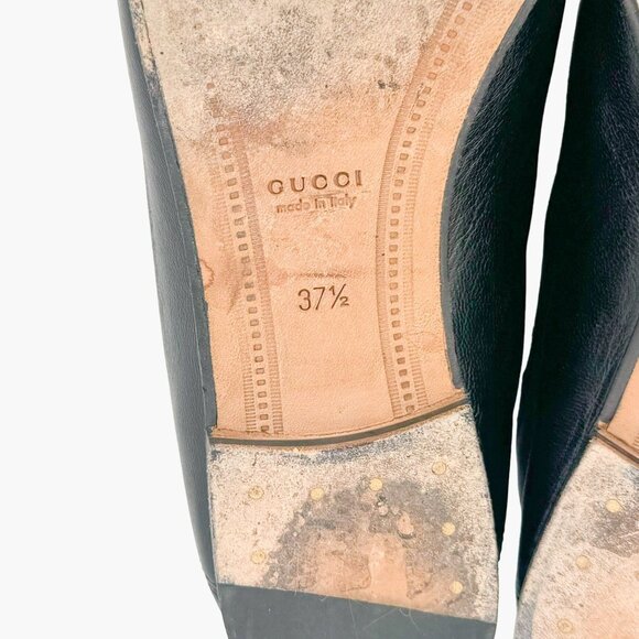 Gucci Brixton Horsebit Loafer EU 37.5 US 7.5 Black Leather Collapsible Heel Shoe - Picture 11 of 11